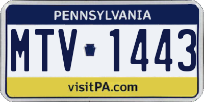 PA license plate MTV1443