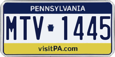 PA license plate MTV1445