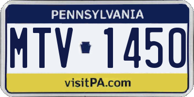 PA license plate MTV1450