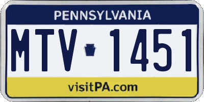 PA license plate MTV1451