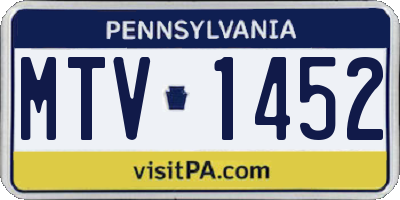 PA license plate MTV1452