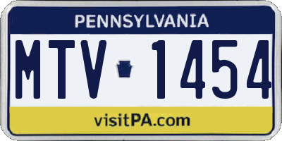 PA license plate MTV1454