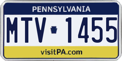 PA license plate MTV1455