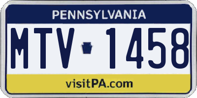 PA license plate MTV1458