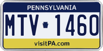 PA license plate MTV1460