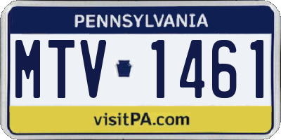 PA license plate MTV1461
