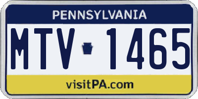 PA license plate MTV1465