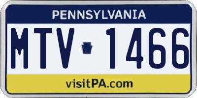 PA license plate MTV1466