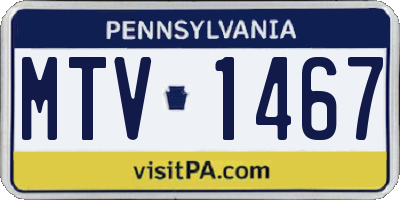 PA license plate MTV1467