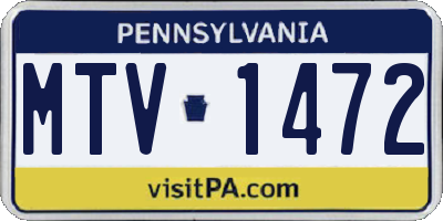 PA license plate MTV1472