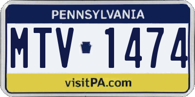 PA license plate MTV1474