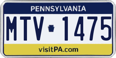 PA license plate MTV1475