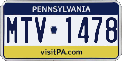 PA license plate MTV1478