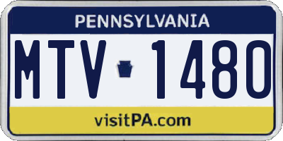 PA license plate MTV1480