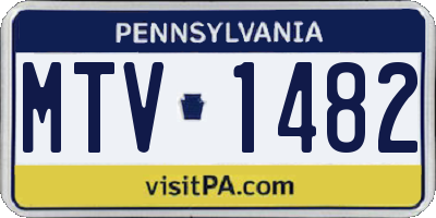 PA license plate MTV1482