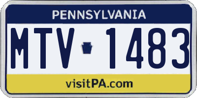 PA license plate MTV1483