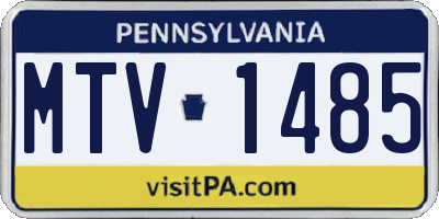 PA license plate MTV1485