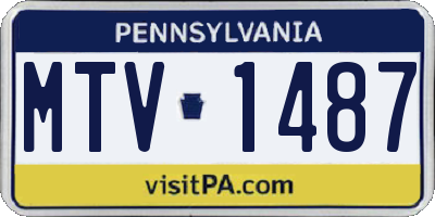 PA license plate MTV1487