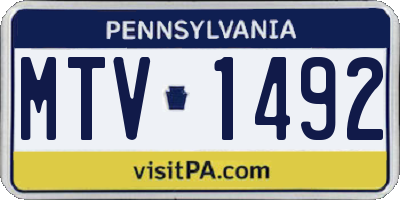 PA license plate MTV1492