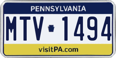 PA license plate MTV1494