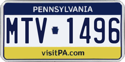 PA license plate MTV1496