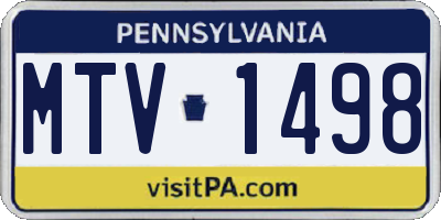 PA license plate MTV1498