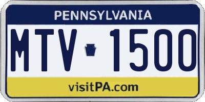 PA license plate MTV1500