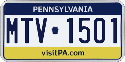 PA license plate MTV1501