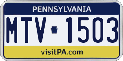 PA license plate MTV1503