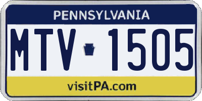 PA license plate MTV1505