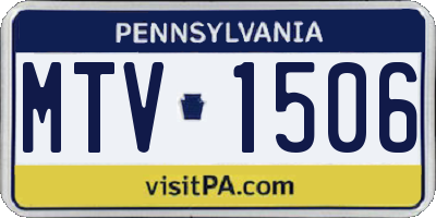 PA license plate MTV1506