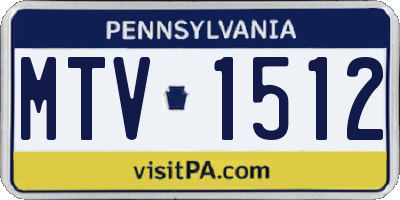 PA license plate MTV1512
