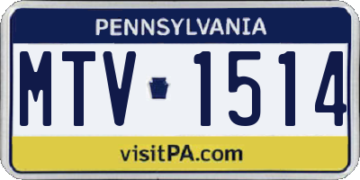 PA license plate MTV1514