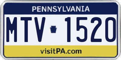 PA license plate MTV1520