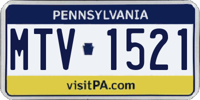 PA license plate MTV1521