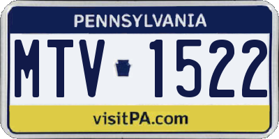 PA license plate MTV1522