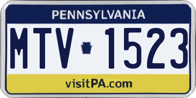 PA license plate MTV1523