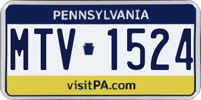 PA license plate MTV1524