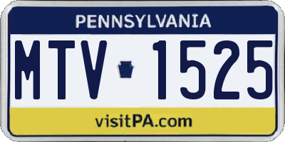 PA license plate MTV1525