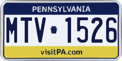 PA license plate MTV1526