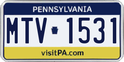 PA license plate MTV1531