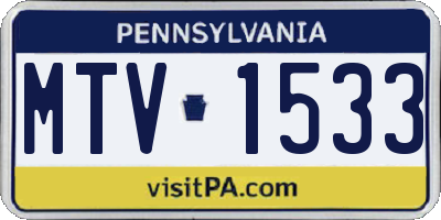 PA license plate MTV1533