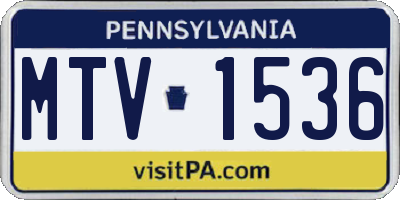 PA license plate MTV1536