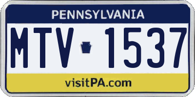 PA license plate MTV1537