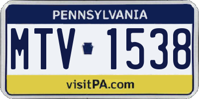 PA license plate MTV1538