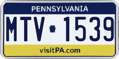 PA license plate MTV1539
