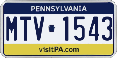 PA license plate MTV1543