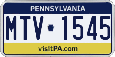PA license plate MTV1545