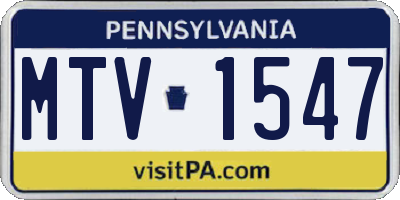 PA license plate MTV1547