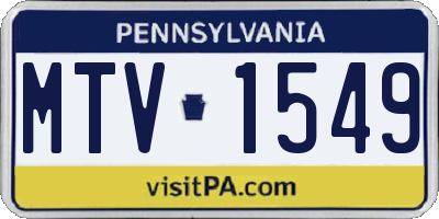 PA license plate MTV1549